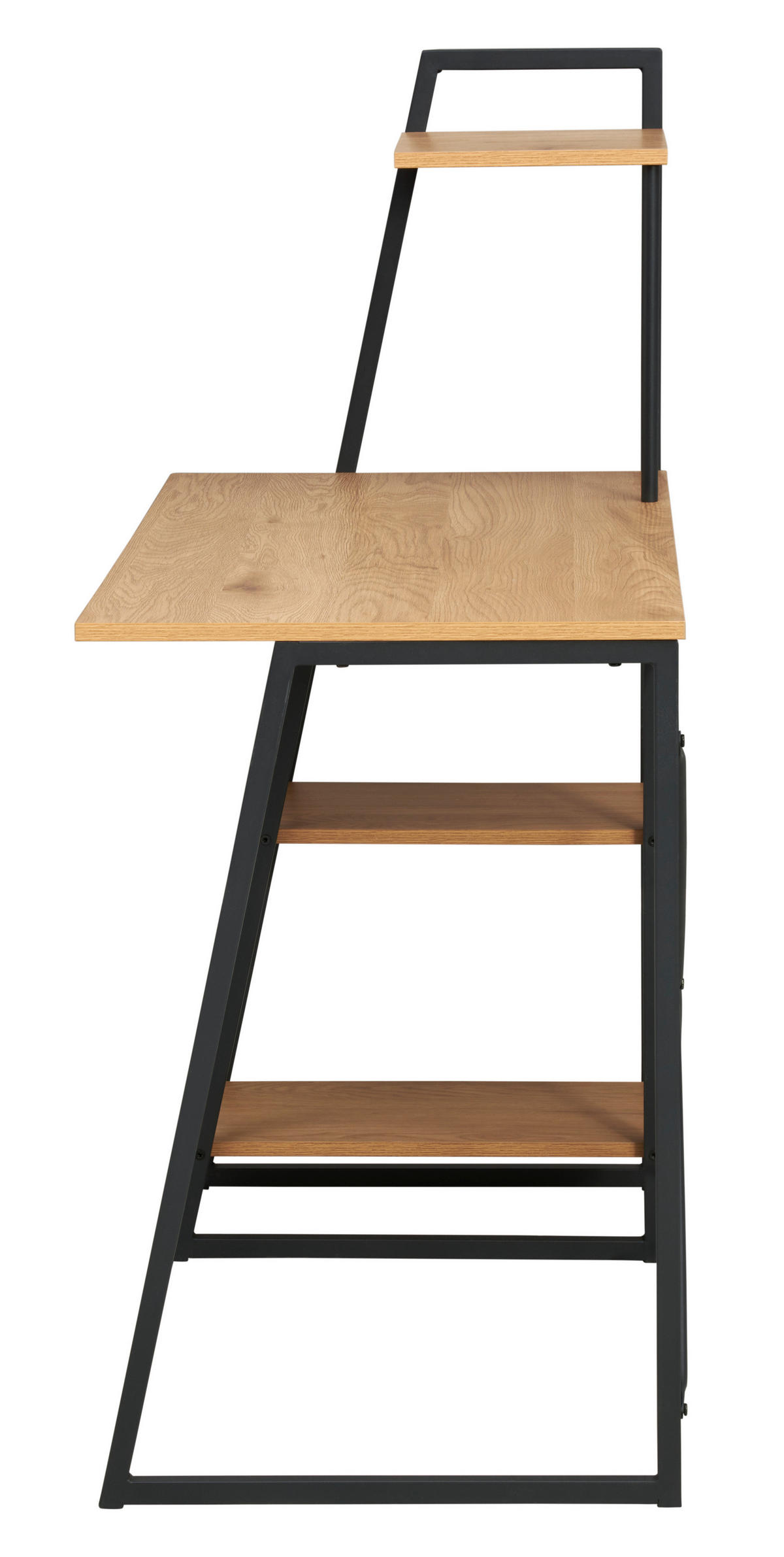 PISALNA MIZA kovina, leseni material črna, barve hrasta  - črna/barve hrasta, Moderno, kovina/leseni material (102/117/50cm) - MID.YOU