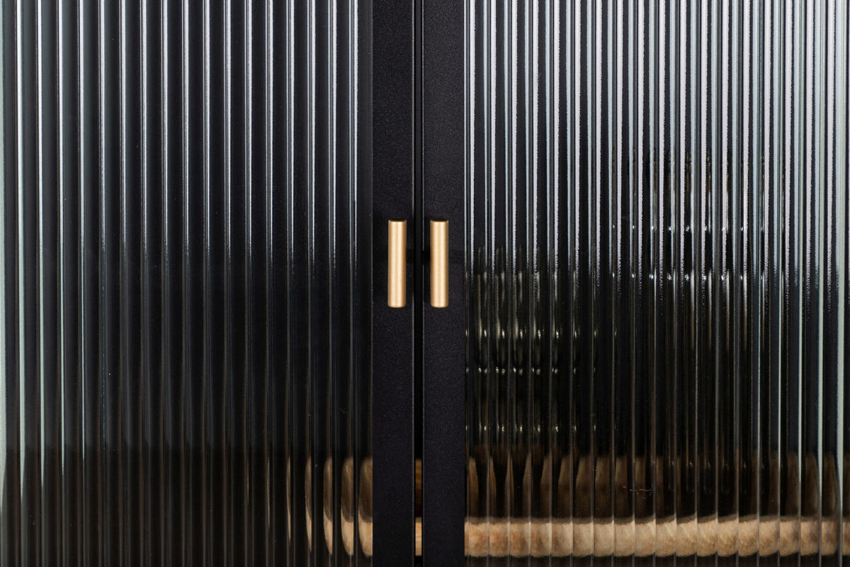 HÖG BYRÅ  i 70/160/40 cm  - svart, Design, metall/glas (70/160/40cm) - Livetastic