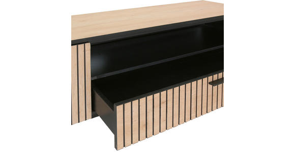 LOWBOARD in 180/40/43 cm - Eichefarben/Schwarz, Trend, Holzwerkstoff/Metall (180/40/43cm) - Carryhome