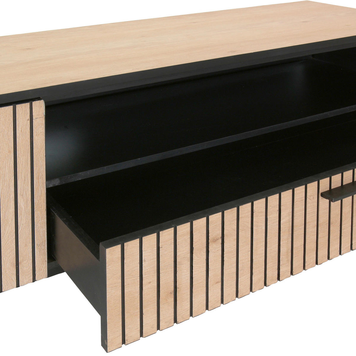 LOWBOARD  in 180/40/43 cm  - Eichefarben/Schwarz, Trend, Holzwerkstoff/Metall (180/40/43cm) - Carryhome