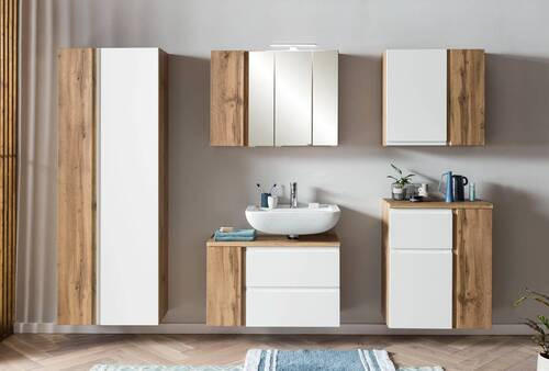 HOCHSCHRANK 65/180/35 cm  - Weiss/Eiche Wotan, Modern, Holzwerkstoff (65/180/35cm) - Held