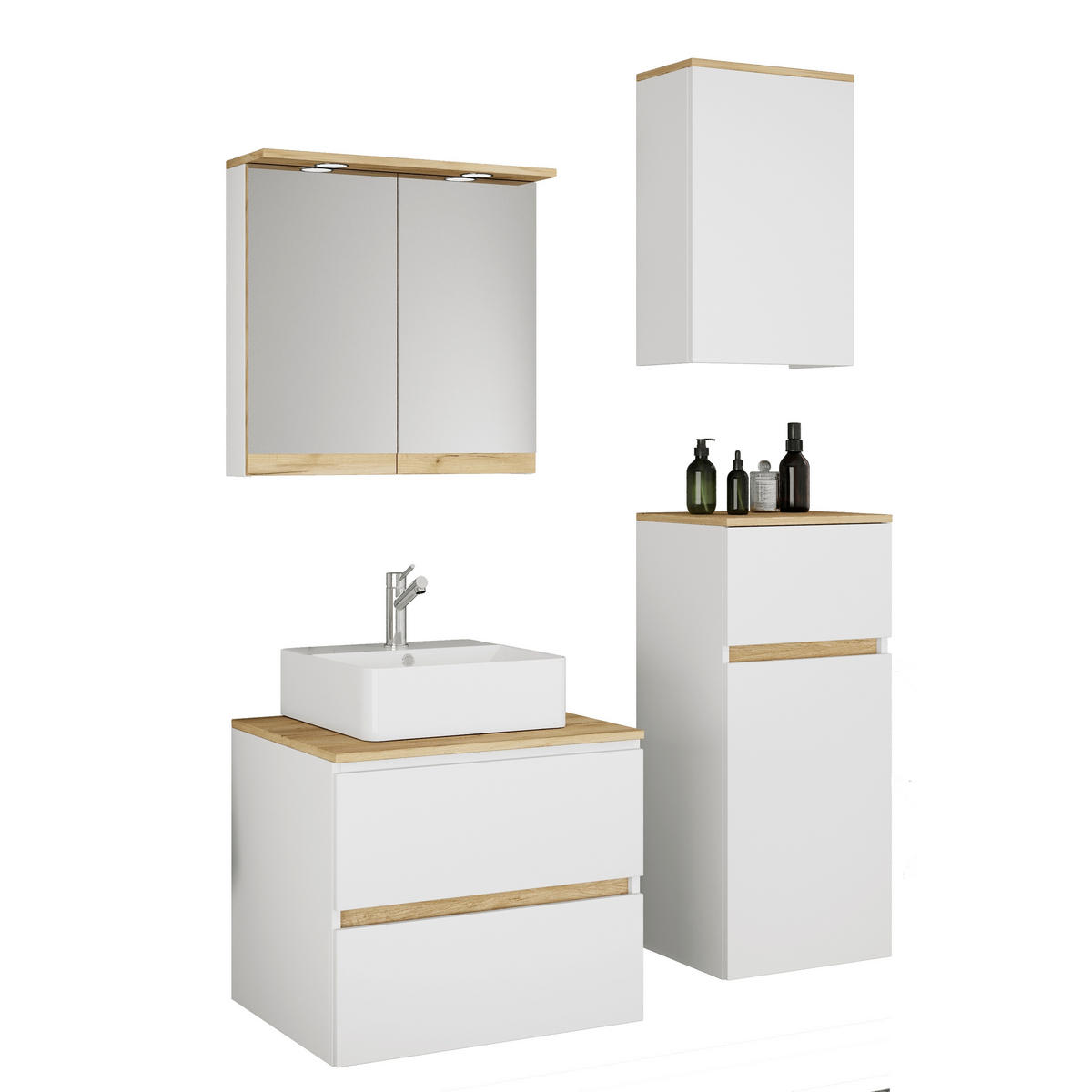 BADEZIMMER 5-teilig  in 100 cm  - Honigeiche/Weiß, Trend, Keramik/Holzwerkstoff (100cm) - MID.YOU