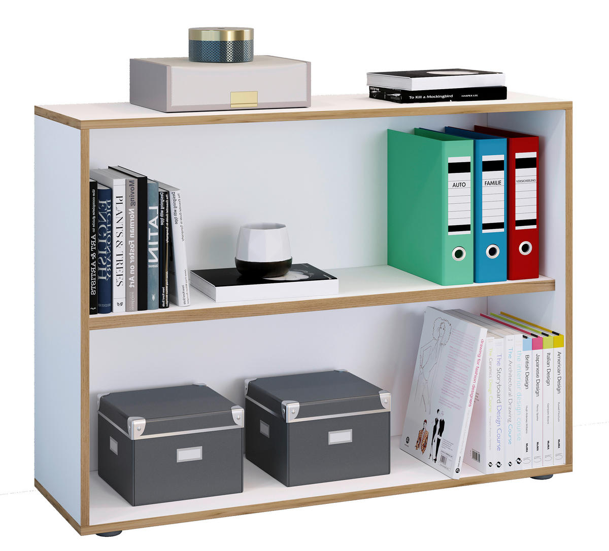 AKTENREGAL 100/74/33 cm  - Honigeiche/Weiss, Design, Holzwerkstoff/Kunststoff (100/74/33cm) - MID.YOU