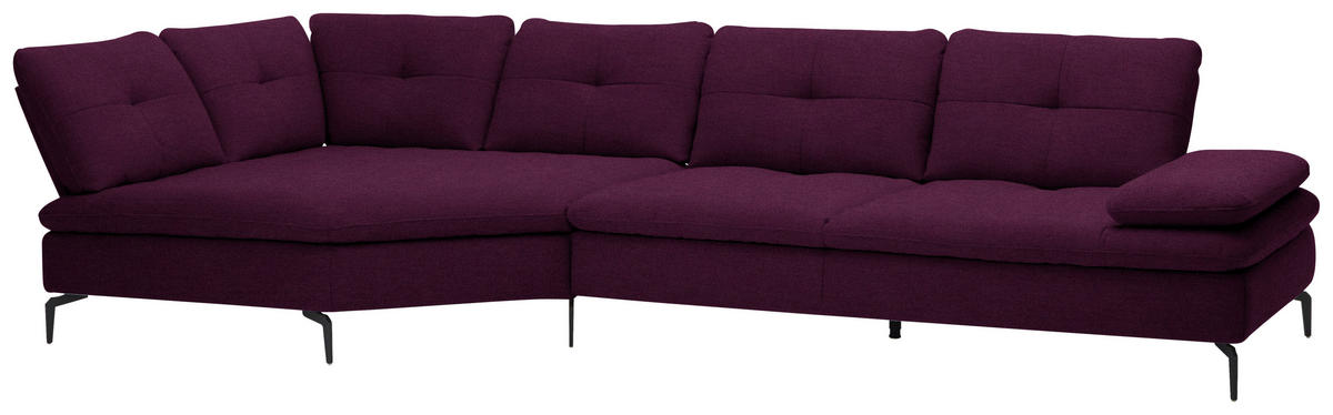 ECKSOFA in Flachgewebe Violett  - Violett/Schwarz, Design, Textil/Metall (157/344cm) - Chilliano