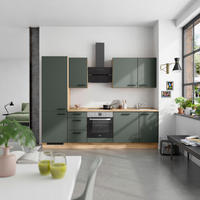 KÜCHENBLOCK Easytouch 270 cm  in Eichefarben, Dunkelgrün  - Dunkelgrün/Eichefarben, MODERN, Holzwerkstoff/Metall (270cm) - Nobilia