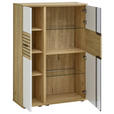 HIGHBOARD 90/131/40 cm  - Eichefarben/Schwarz, KONVENTIONELL, Glas/Holzwerkstoff (90/131/40cm) - Venda