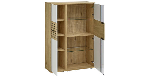 HIGHBOARD 90/131/40 cm  - Eichefarben/Schwarz, KONVENTIONELL, Glas/Holzwerkstoff (90/131/40cm) - Venda