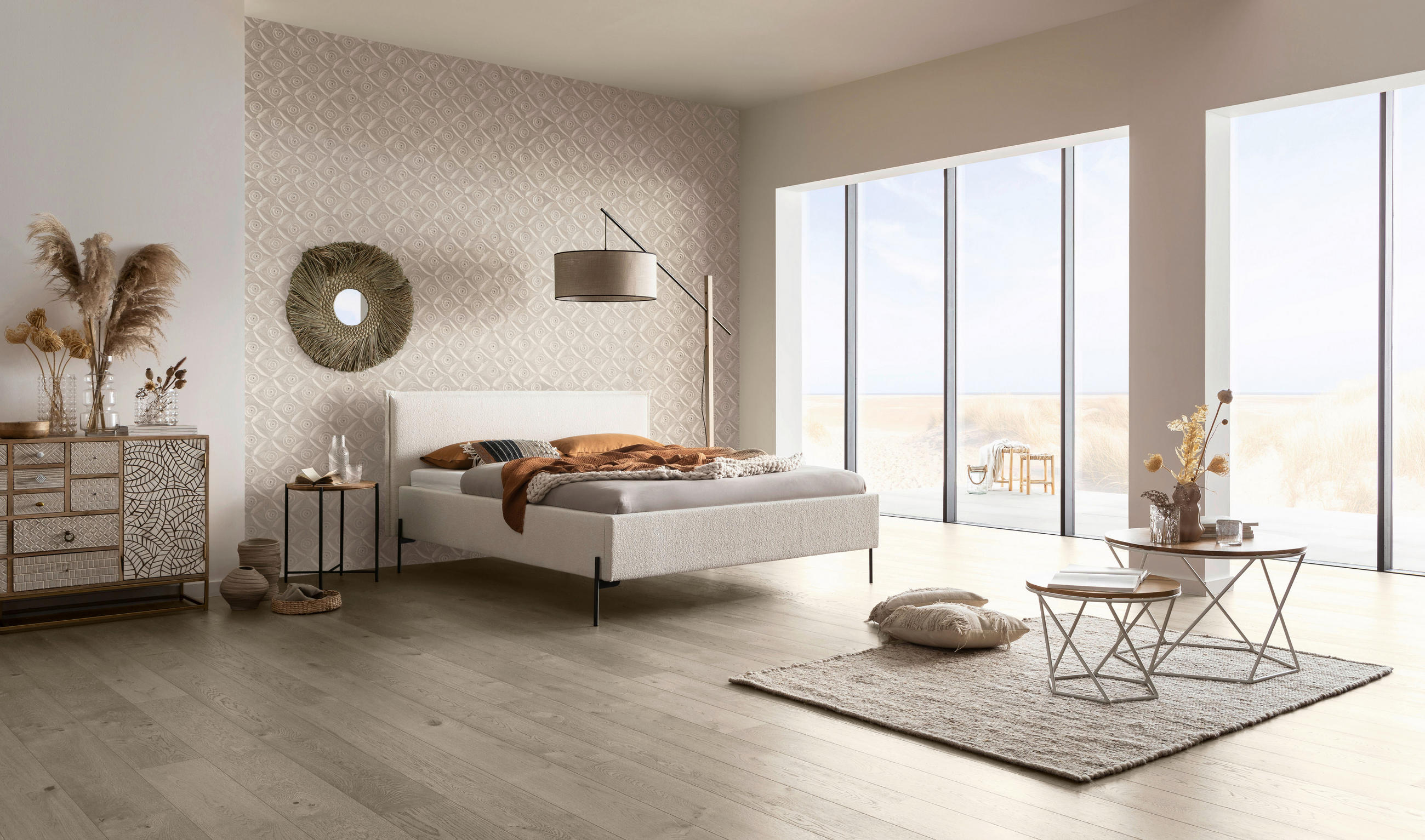 POLSTERBETT Weiß 140/200 cm - Anthrazit/Weiß, Design, Textil/Metall (140/200cm) - Hasena