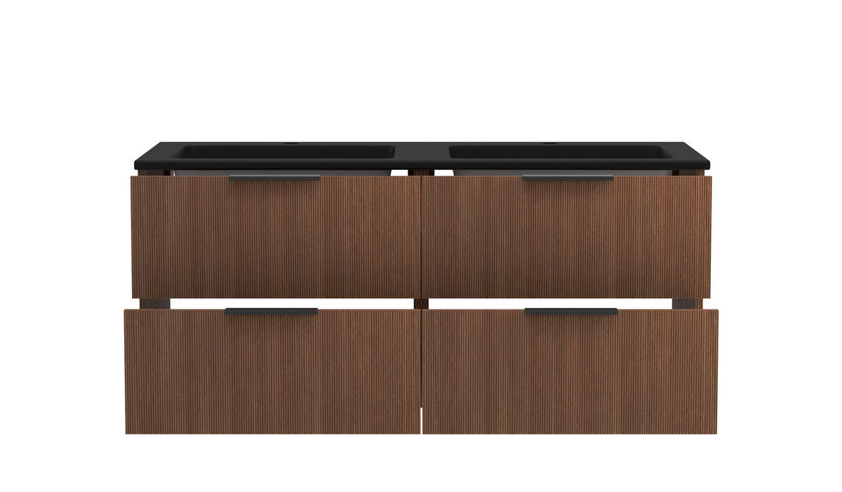 BADEZIMMER 3-teilig  in 120 cm  - Dunkelbraun/Schwarz, Natur, Glas/Holzwerkstoff (120cm) - Held