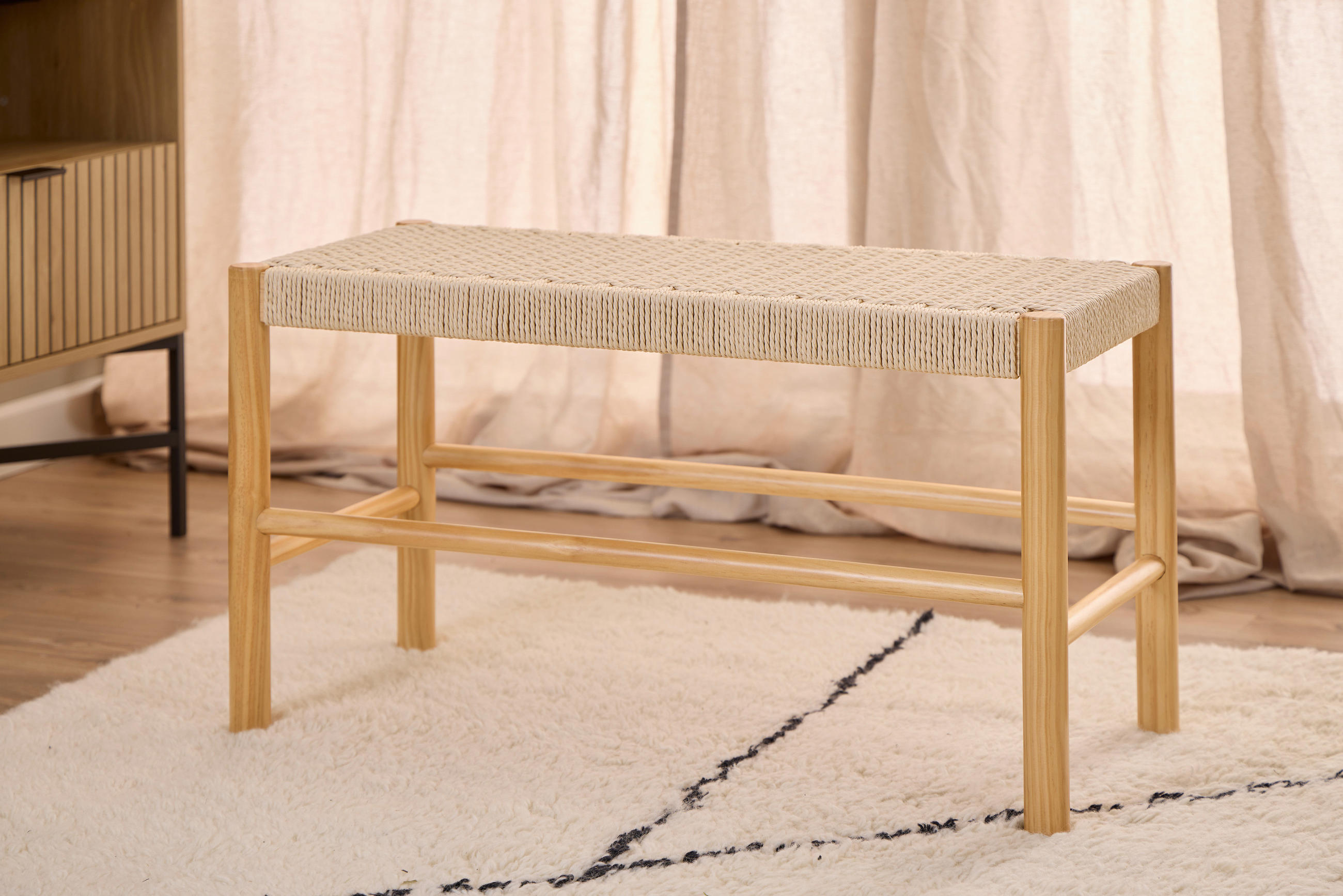 SITZBANK 80/45/35 cm Naturfarben, Kieferfarben Kiefer teilmassiv  - Naturfarben/Kieferfarben, Trend, Holz/Textil (80/45/35cm)