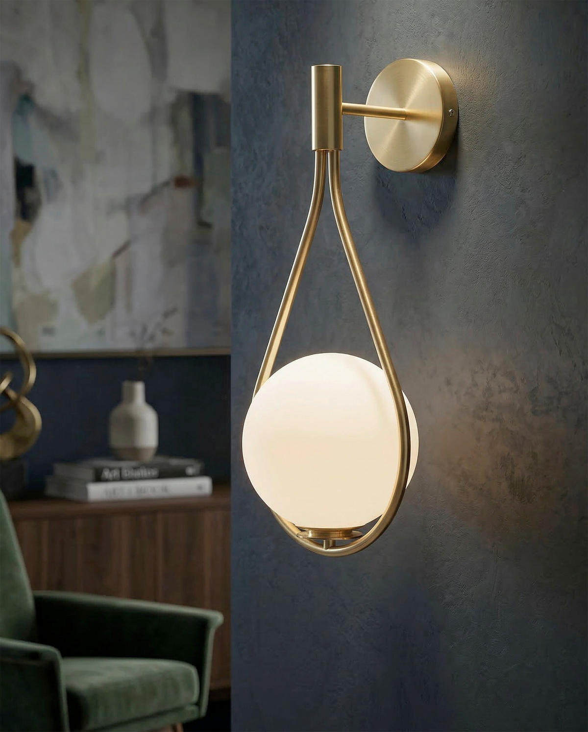WANDLEUCHTE 24/20/52 cm  - Goldfarben/Weiß, Trend, Glas/Metall (24/20/52cm) - Mauro Ferretti