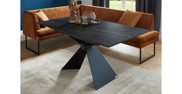 ESSTISCH in Metall, Keramik 160/90/75 cm  - Schwarz, Design, Keramik/Metall (160/90/75cm) - Dieter Knoll