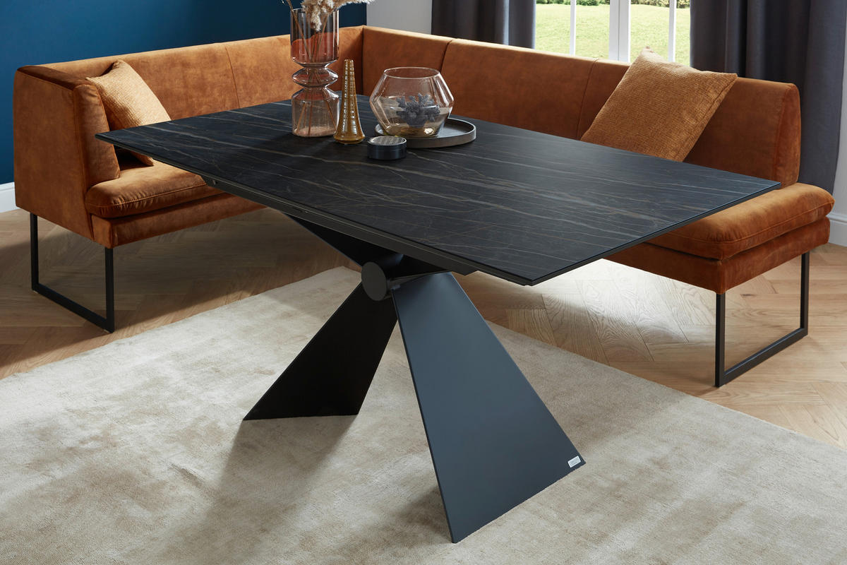 ESSTISCHMetall, Keramik 160/90/75 cm  - Schwarz, Design, Keramik/Metall (160/90/75cm) - Dieter Knoll
