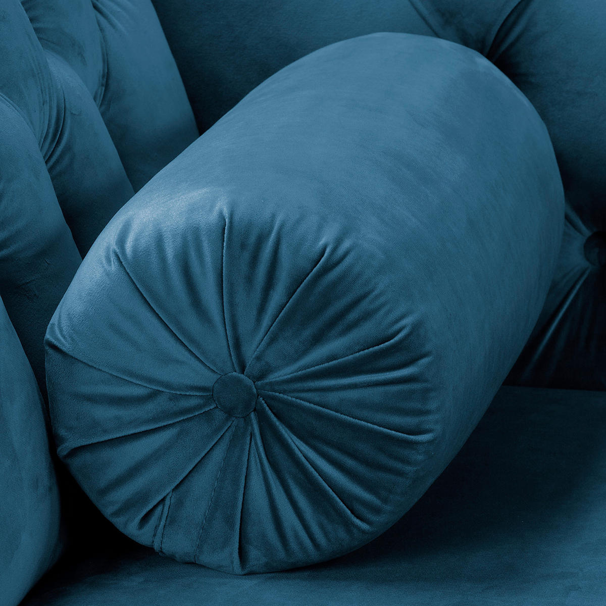 RÉCAMIERE Samt Dunkelblau  - Braun/Dunkelblau, Design, Holz/Textil (185/93/75cm) - Livetastic