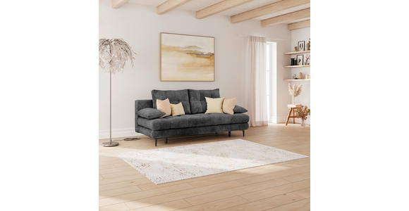 SCHLAFSOFA Chenille Schwarz Rückenkissen, Armlehnenkissen, Bettkasten, Schlaffunktion, Rücken echt  - Schwarz, KONVENTIONELL, Textil/Metall (203/94/96cm) - Carryhome