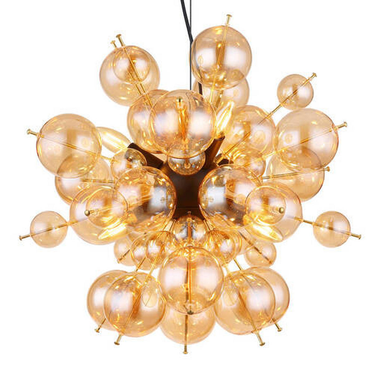 FÜGGŐLÁMPA 55/120 cm  - fekete/arany, Design, Üveg/fém (55/120cm) - Globo