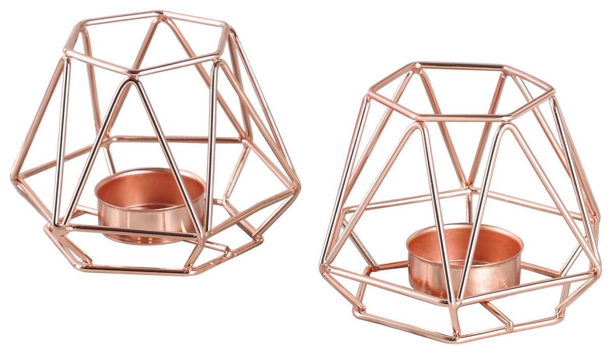 KERZENHALTER - Kupferfarben, Design, Metall (11,8/10,1/18cm) - Echtwerk