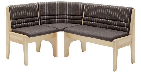 ECKBANKGRUPPE beflockt Kernbuche Grau, Buchefarben - Buchefarben/Grau, KONVENTIONELL, Textil (124/84/161cm) - Venda