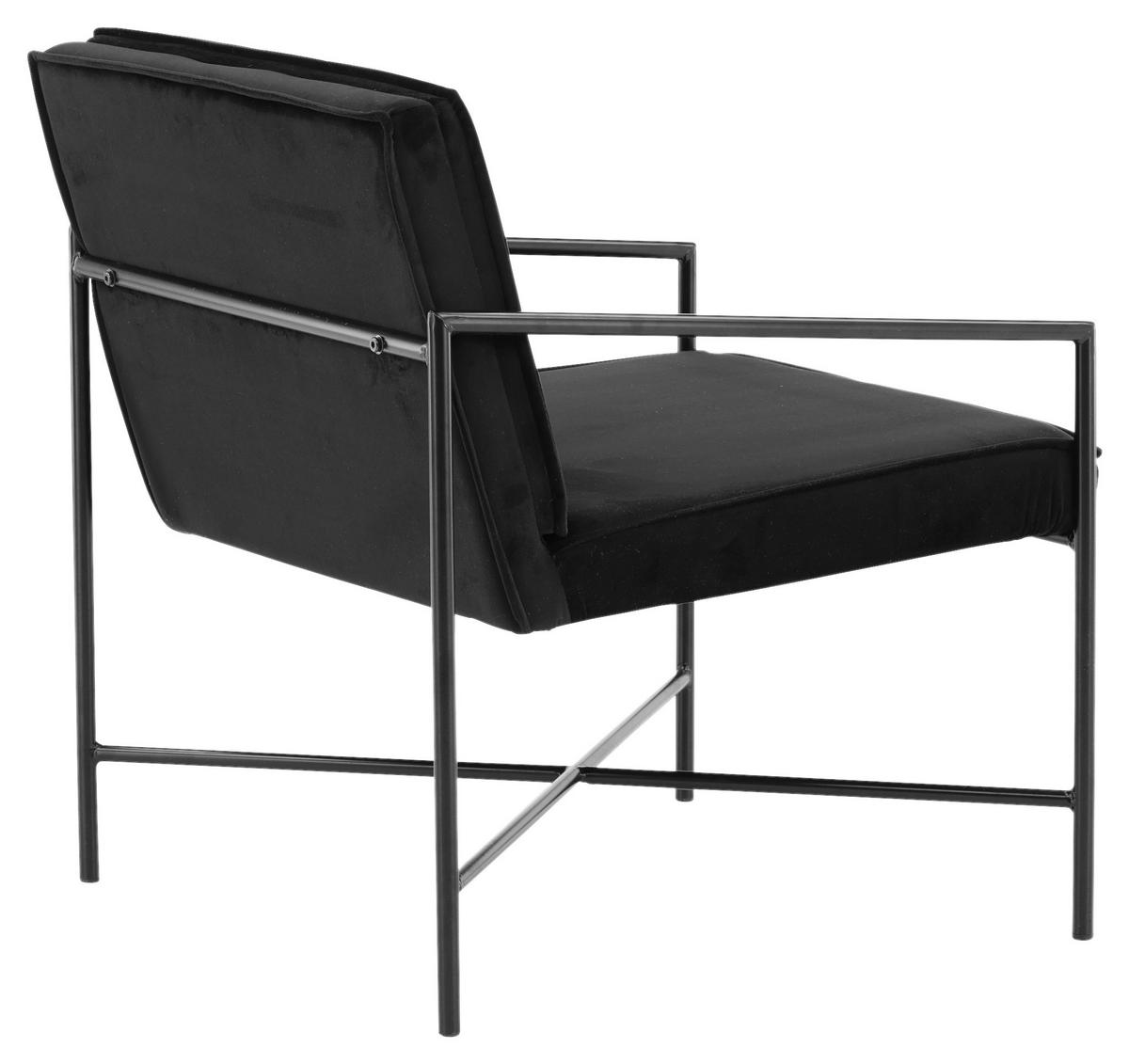 SESSEL in Samt Schwarz  - Schwarz, Design, Textil/Metall (66/78/65cm) - Livetastic