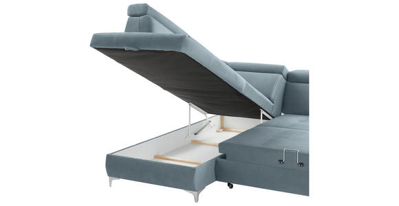 ECKSOFA in Mikrofaser Hellblau  - Chromfarben/Hellblau, KONVENTIONELL, Textil/Metall (206/271cm) - Carryhome