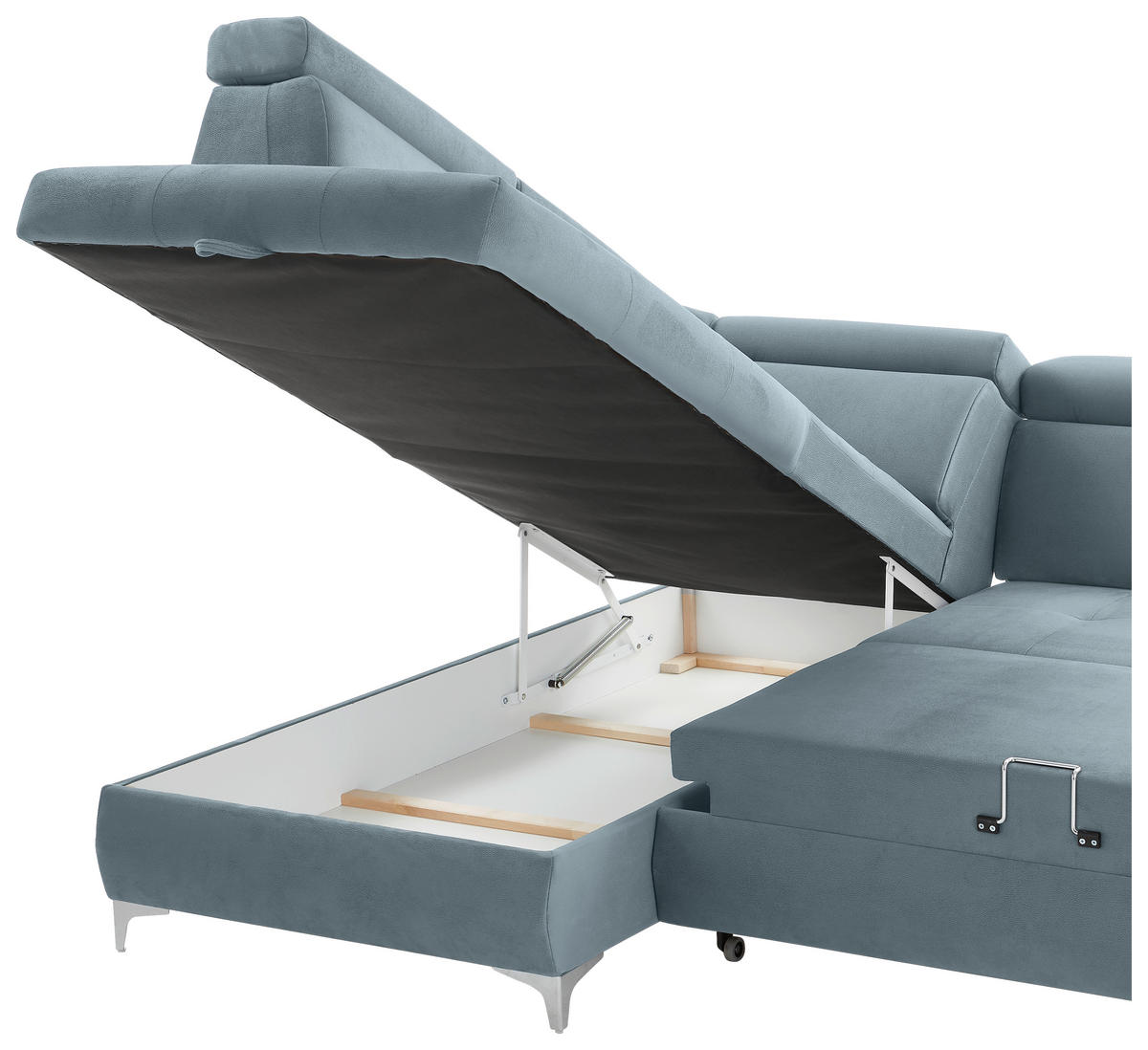 KUTNA GARNITURA tekstil  svijetlo plava   - boje kroma/svijetlo plava, Konvencionalno, tekstil/metal (206/271cm) - Carryhome