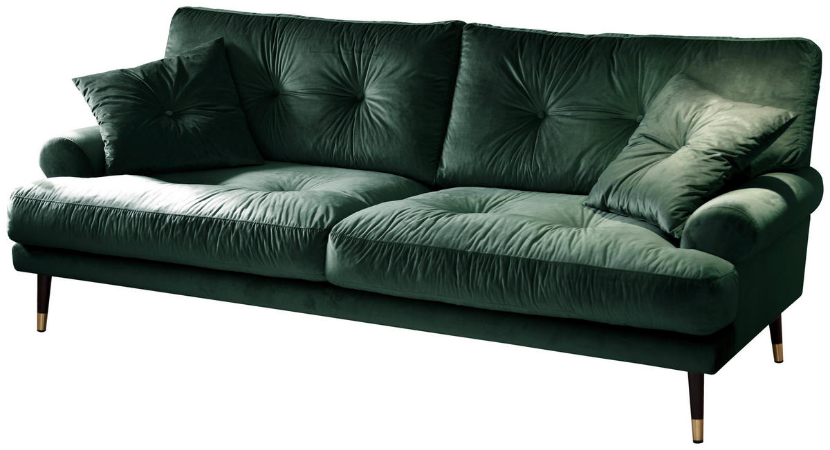 3-SITZER-SOFA TOKIO-3S SOFA Samt Grün  - Grün, MODERN, Textil (220/89/100cm) - MID.YOU