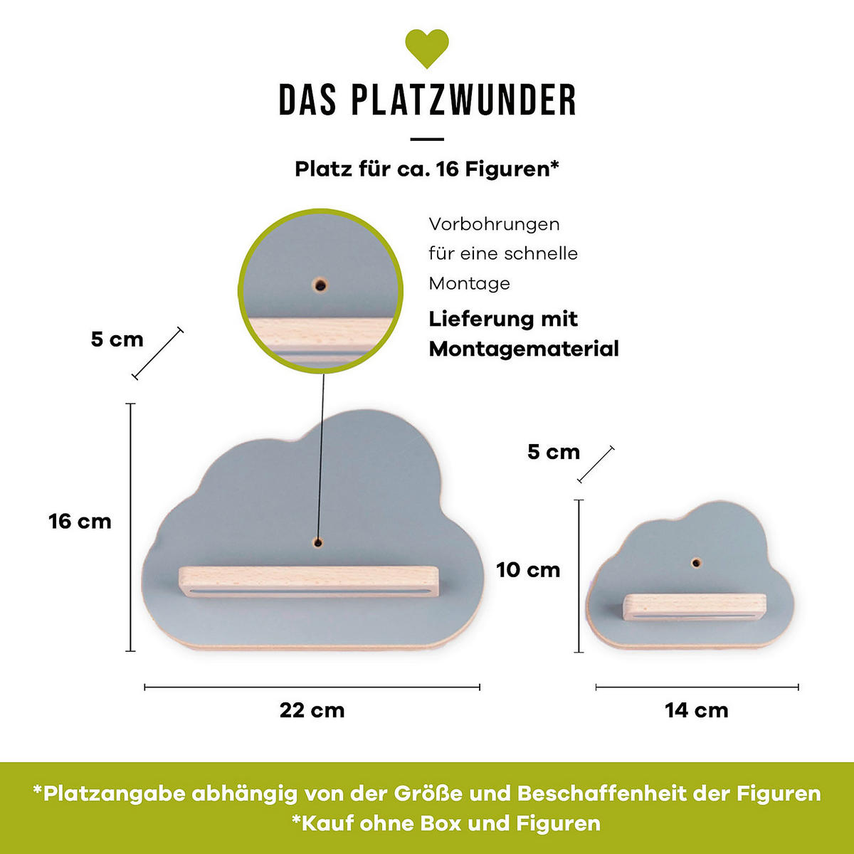 KINDERREGAL Grau  - Grau, MODERN, Holzwerkstoff (22/16/5cm) - MID.YOU