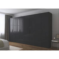 DREHTÜRENSCHRANK 400/235/61 cm,  in Graphitfarben, 8-türig  - Graphitfarben, Basics, Glas/Holzwerkstoff (400/235/61cm) - Novel