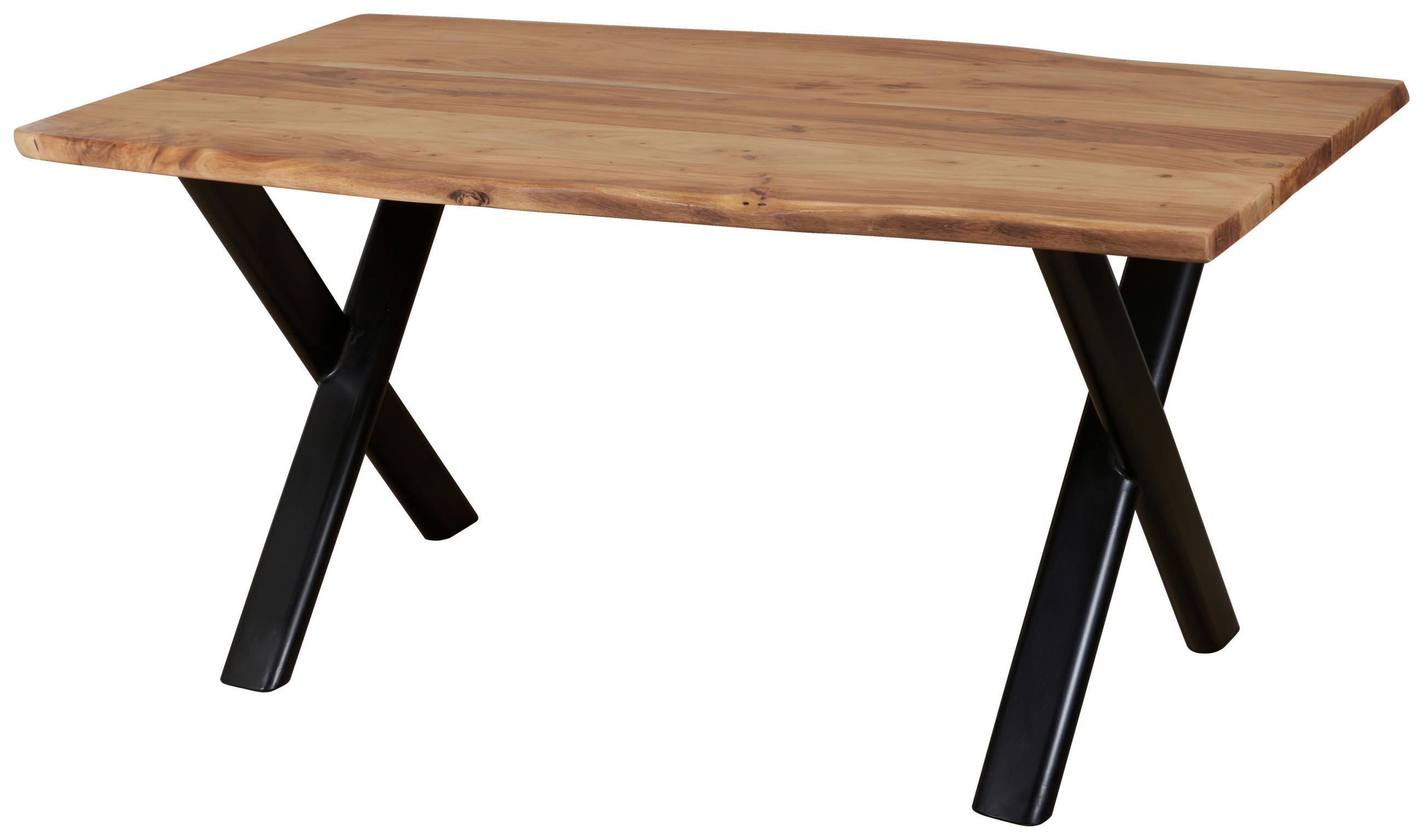 ESSTISCH in Holz 160/90/76 cm   - Schwarz/Naturfarben, MODERN, Holz/Metall (160/90/76cm) - Livetastic