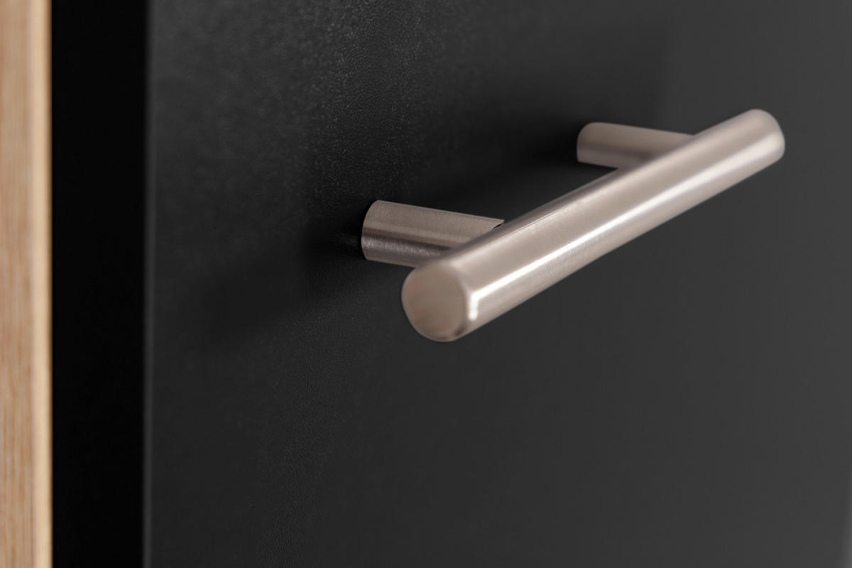 MINIKÜCHE 100 cm   in Schwarz, Eichefarben  - Eichefarben/Silberfarben, Basics, Holzwerkstoff/Metall (100cm) - Respekta