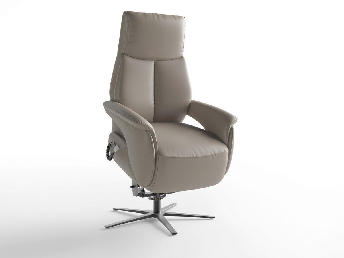 RELAXAČNÉ KRESLO, koža, sivá - čierna/sivá, Basics, kov/koža (75/113/85cm) - Sit & More
