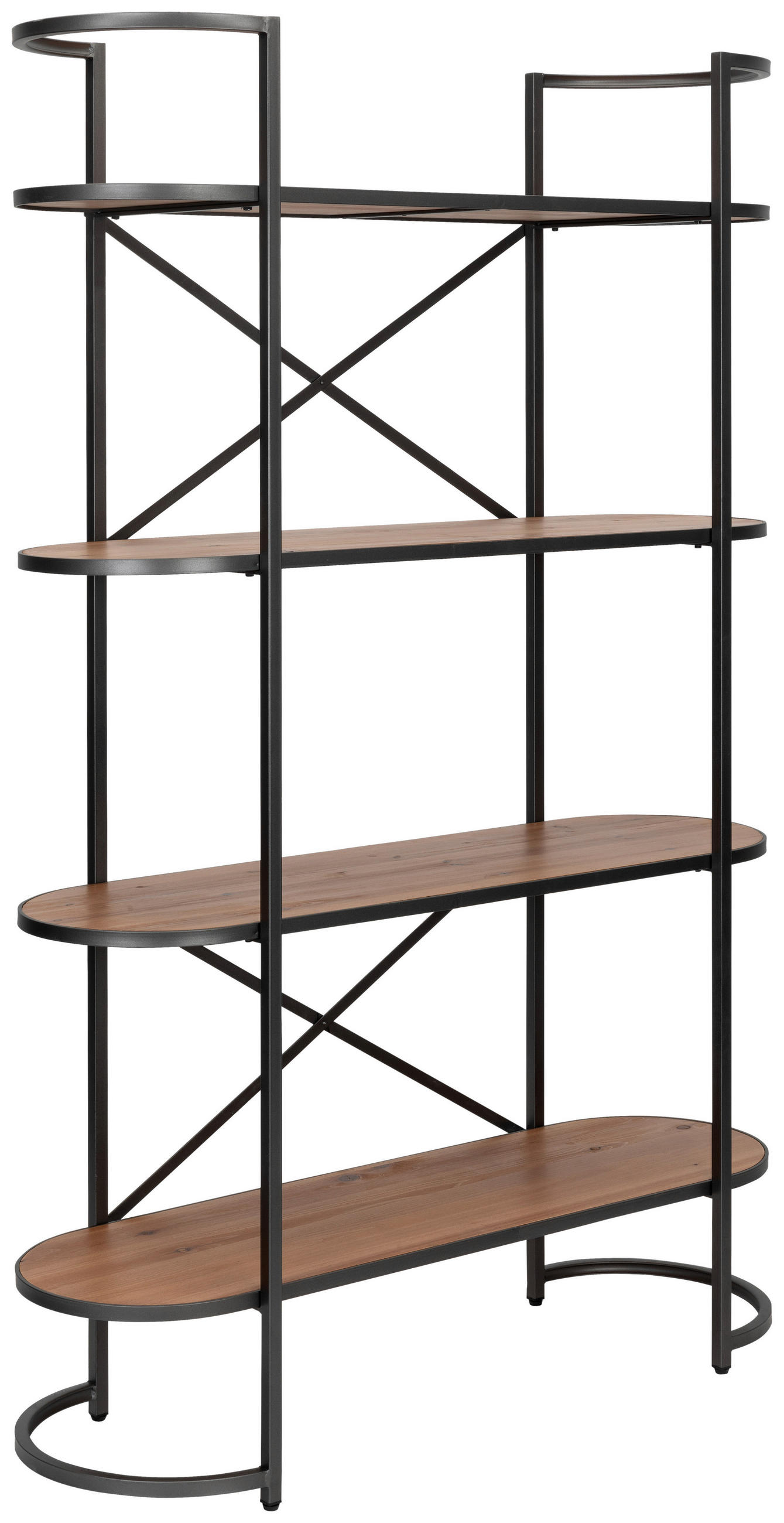 REGAL Tanne massiv Naturfarben, Schwarz  - Schwarz/Naturfarben, LIFESTYLE, Holz/Metall (120/185/42cm) - Livetastic
