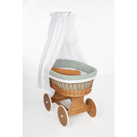 STUBENWAGEN-KOMPLETTSET Bollerwagen Tony Natur   - Waldgrün/Currygelb, Basics, Holz/Textil (60/167/100cm) - Mionido