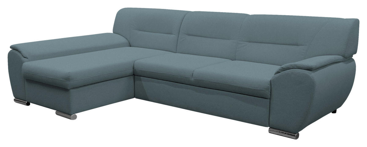 ECKSOFA Blau Flachgewebe  - Blau/Silberfarben, Design, Kunststoff/Textil (167/281cm) - MID.YOU