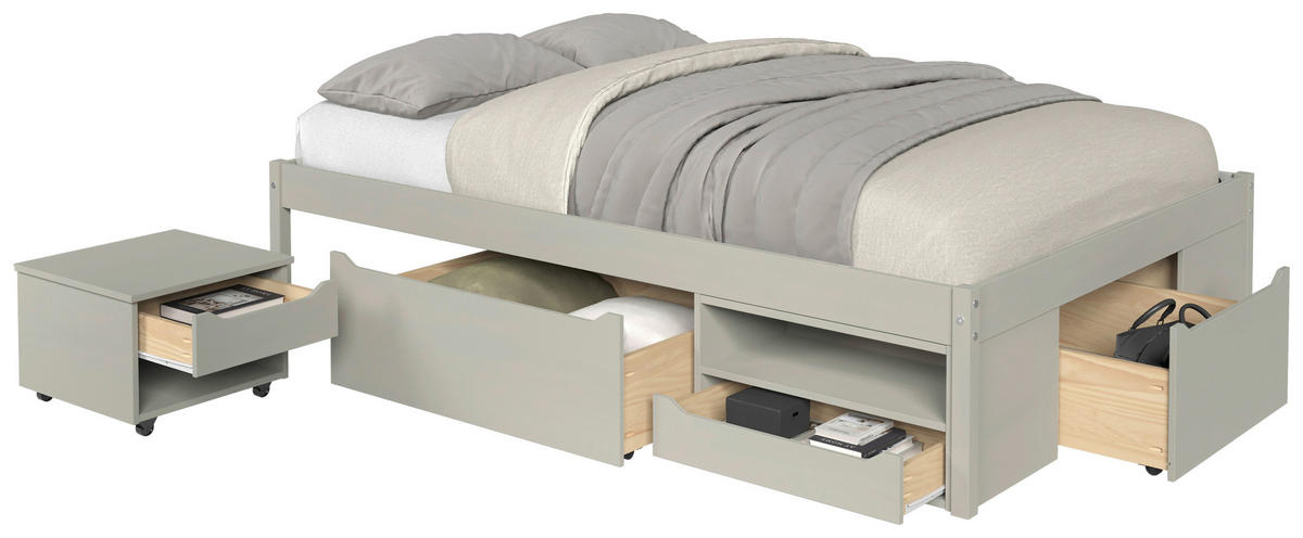 TÁROLÓS ÁGY 90/200 cm  taupe  - natúr színű/taupe, Modern, faalapú anyag/fa (90/200cm) - MID.YOU