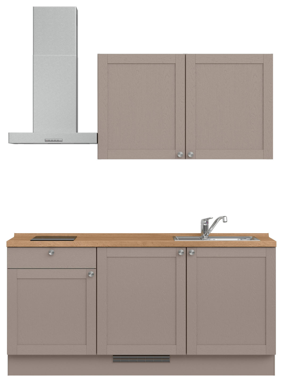 KÜCHENLEERBLOCK Frame 180 cm  in Eichefarben, Beigebraun  - Edelstahlfarben/Eichefarben, MODERN, Holzwerkstoff/Metall (180cm) - Nobilia