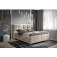 BOXBETT 140/200 cm,  in Taupe, gepolstertes Kopfteil, Bettkasten, Topper, H3 = fest  - Taupe/Chromfarben, Design, Holz/Holzwerkstoff (140/200cm) - Esposa
