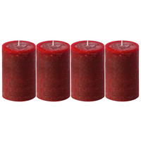 Stumpenkerzen 4er-Set 5,8/8 cm  - Rot, KONVENTIONELL (5,8/8cm) - Steinhart