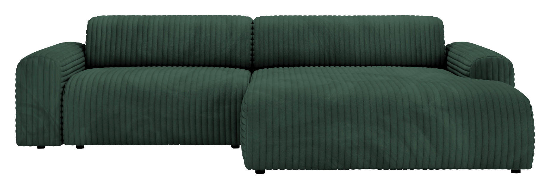 ECKSOFA Waldgrün Cord  - Waldgrün/Schwarz, Design, Kunststoff/Textil (292/178cm) - home24