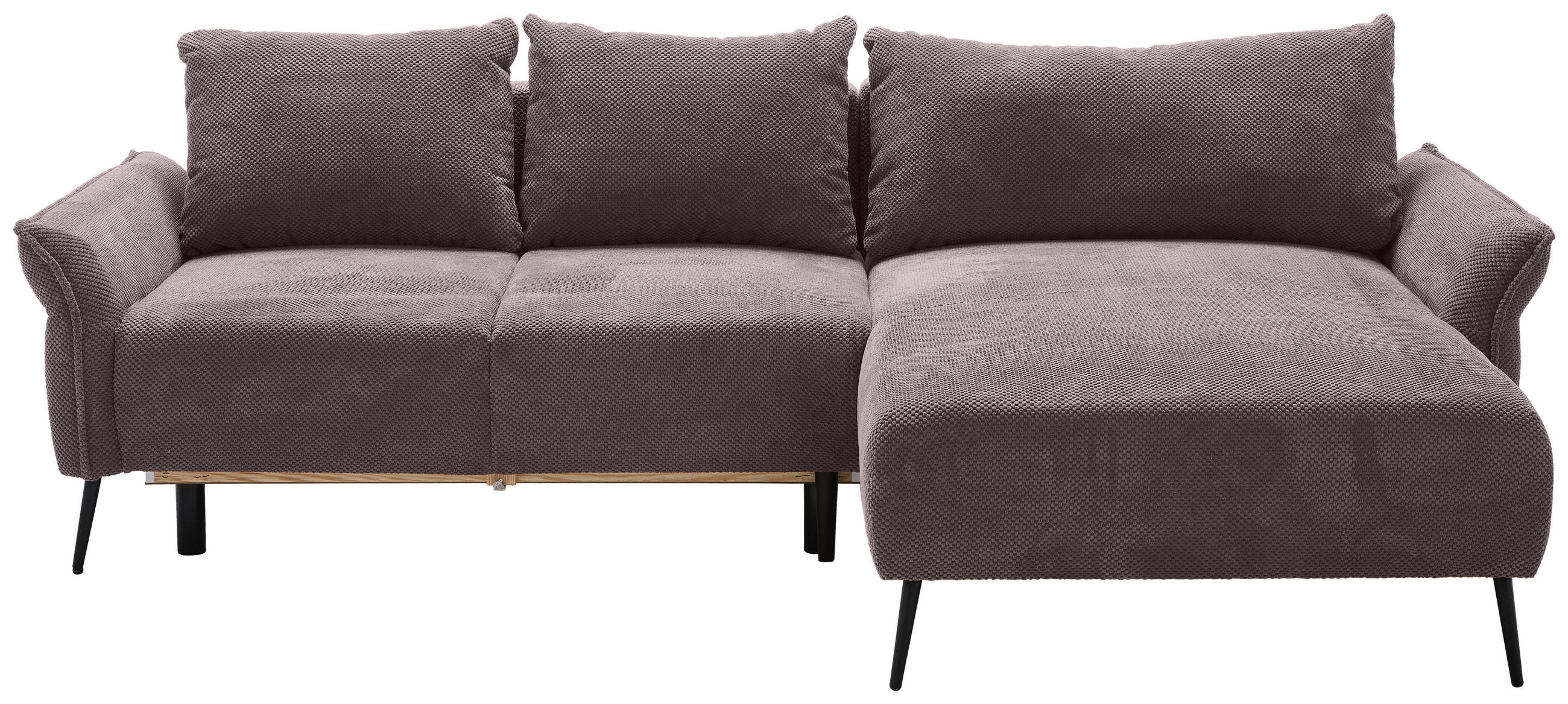 ECKSOFA Braun Chenille  - Schwarz/Braun, KONVENTIONELL, Textil/Metall (255/164cm) - Carryhome