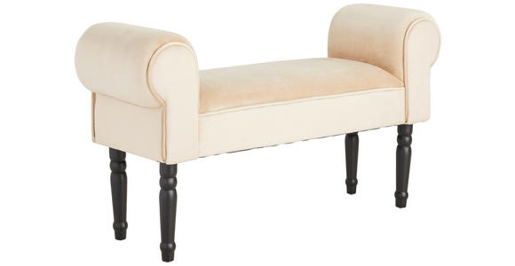 HOCKER Samt Kiefer Schwarz, Beige - Beige/Schwarz, Trend, Holz/Textil (100/54/30cm) - Xora