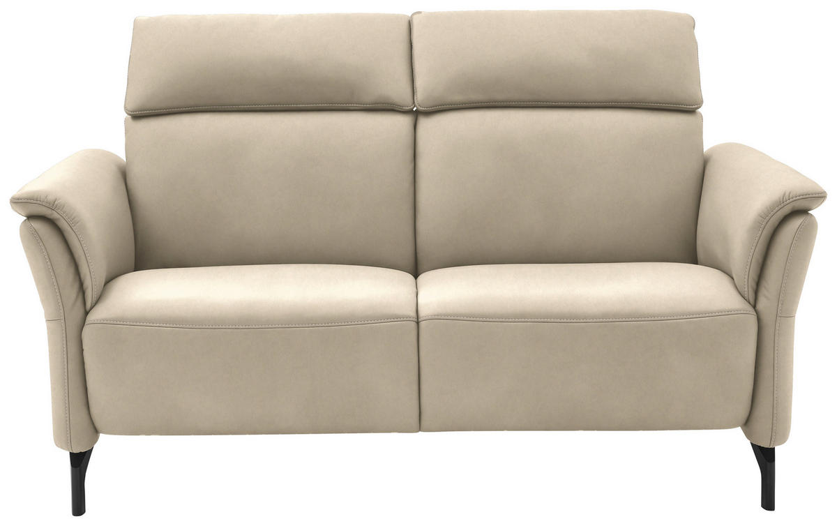 2-SITZER-SOFA in Echtleder Ecru  - Ecru/Schwarz, Konventionell, Leder/Metall (178/103/92cm) - Dieter Knoll