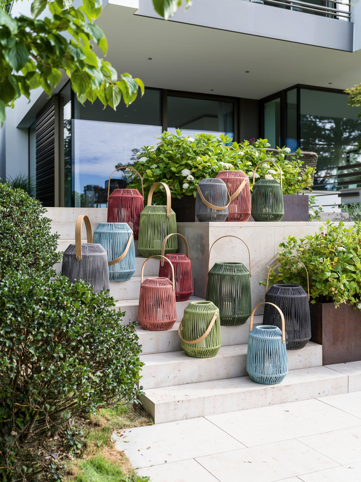 LED-LATERNE - Koralle/Anthrazit, Basics, Glas/Holz (39/50/39cm) - Stern