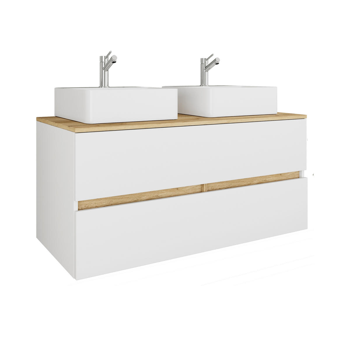 BADEZIMMER 3-teilig  in 111 cm  - Honigeiche/Weiß, Trend, Keramik/Holzwerkstoff (111cm) - MID.YOU