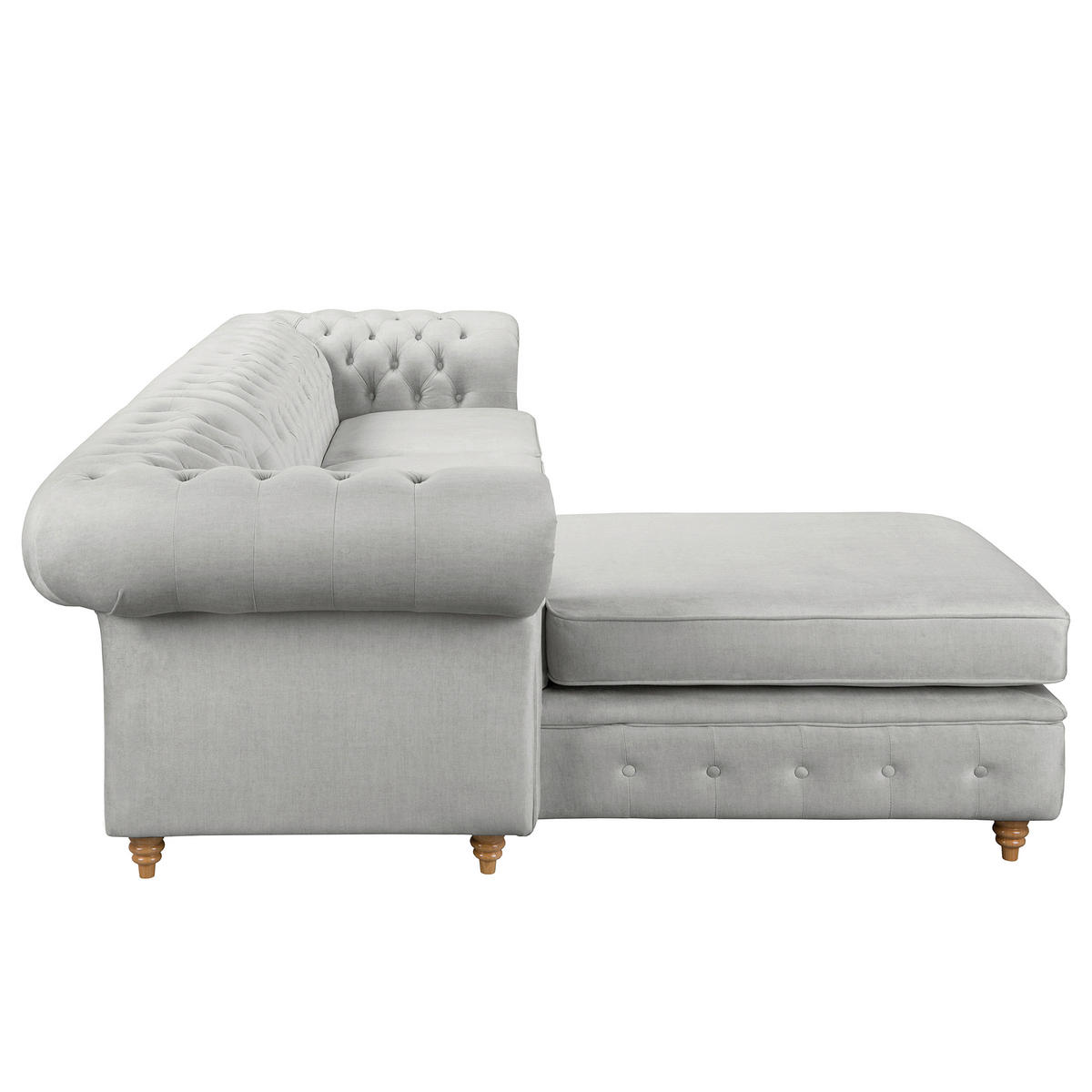 ECKSOFA Mikrofaser Hellgrau  - Hellgrau/Braun, Design, Holz/Textil (182/284cm) - P & B