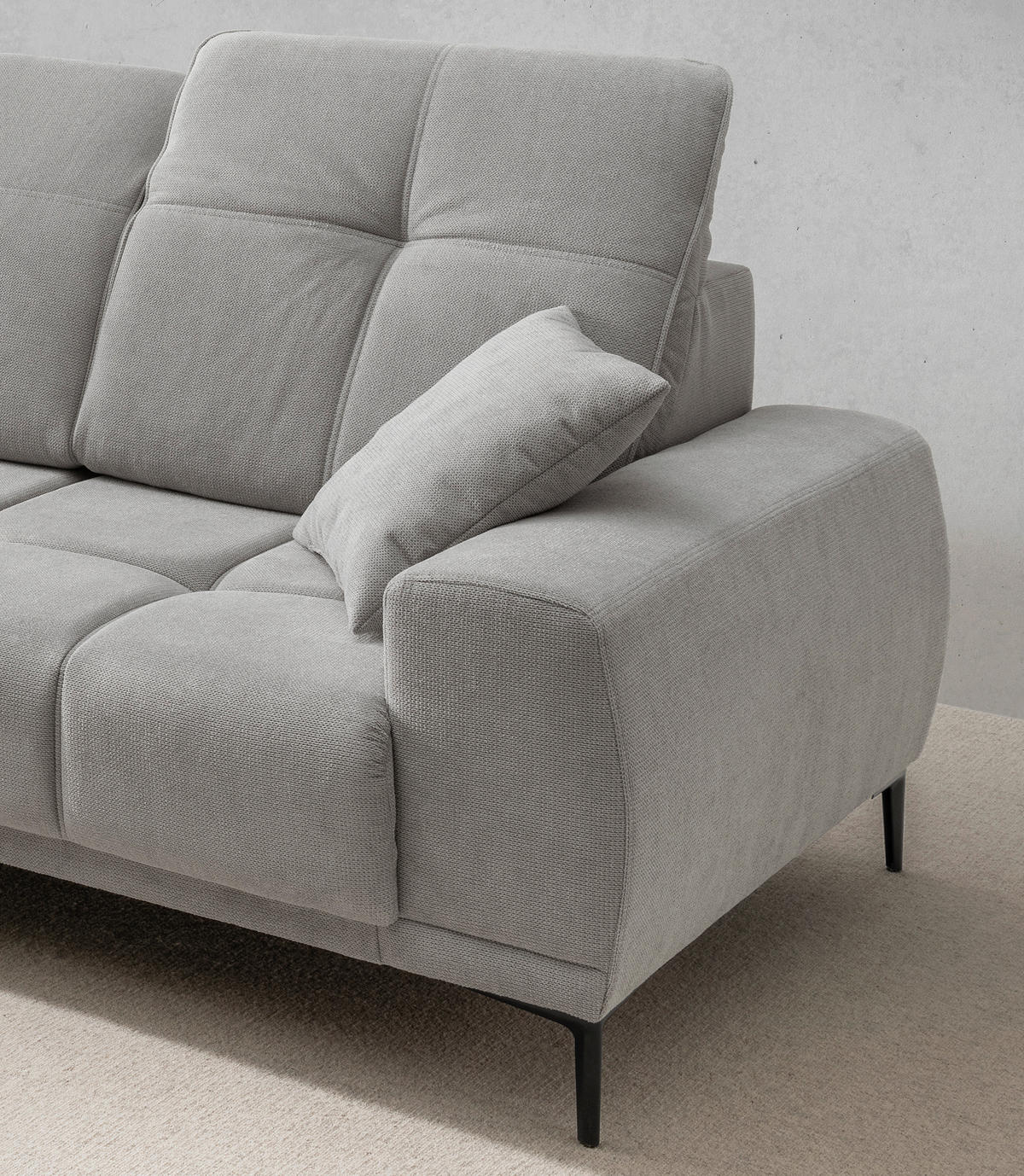 ECKSOFA Chenille Grau  - Schwarz/Grau, Basics, Textil/Metall (232/305cm) - Livetastic
