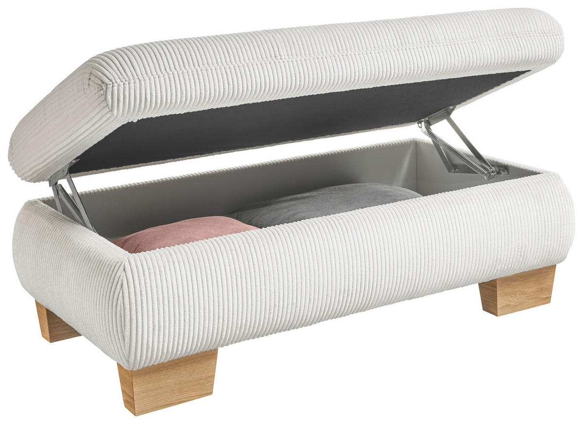 HOCKER Cord Silberfarben  - Eiche Bianco/Silberfarben, KONVENTIONELL, Holz/Textil (129/49/64cm) - SetOne by Musterring