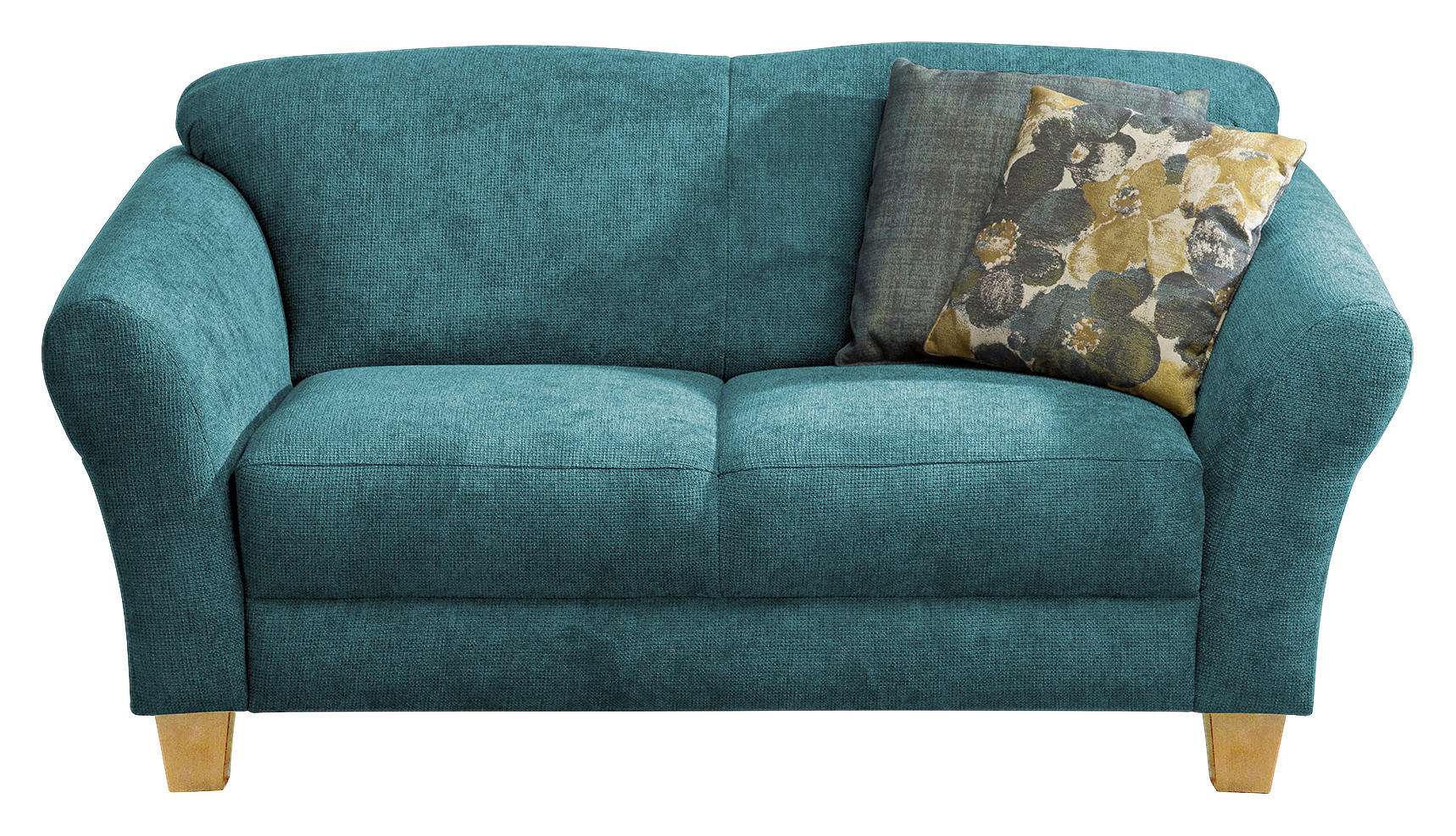 2-SITZER-SOFA in Flachgewebe Petrol - Petrol/Naturfarben, Konventionell, Holz/Textil (163/84/89cm) - Sit & More