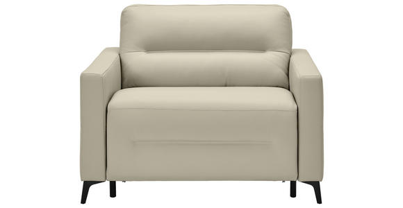 SCHLAFSESSEL Echtleder Beige Liegefunktion Rücken echt  - Beige/Schwarz, Design, Leder/Metall (115/89/97cm) - Novel