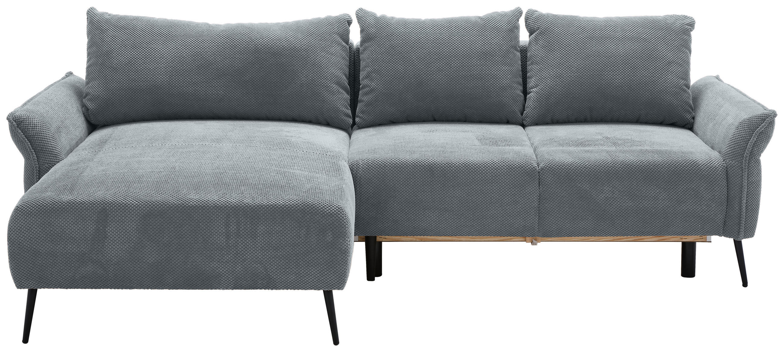 ECKSOFA in Chenille Grau  164/255 cm  - Schwarz/Grau, KONVENTIONELL, Textil/Metall (164/255cm) - Carryhome